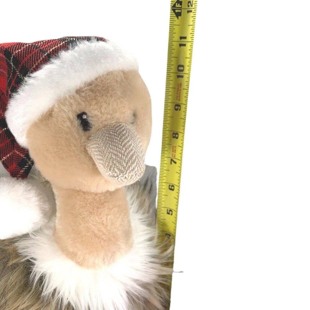 Pier 1 Imports 2019 Savanna Ostrich Plaid Stocking Santa Christmas Hat Plush 19" - Picture 5 of 9